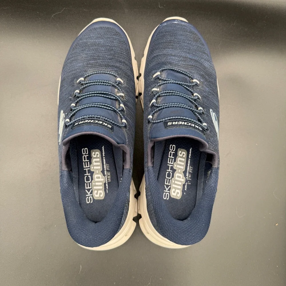 Skechers Slip-ins Glide-Step Zefyr Mens 11 Wide Navy Blue Sneakers 233011W